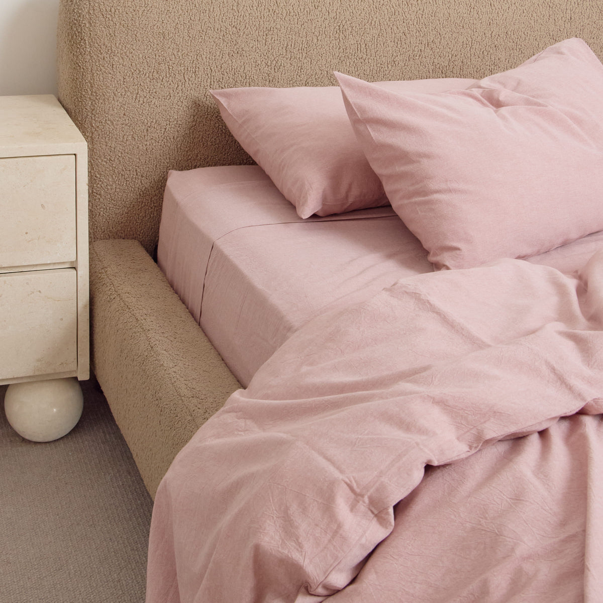 FRANKY'S Zurich Fitted Sheet in Clay Pink, organic cotton
