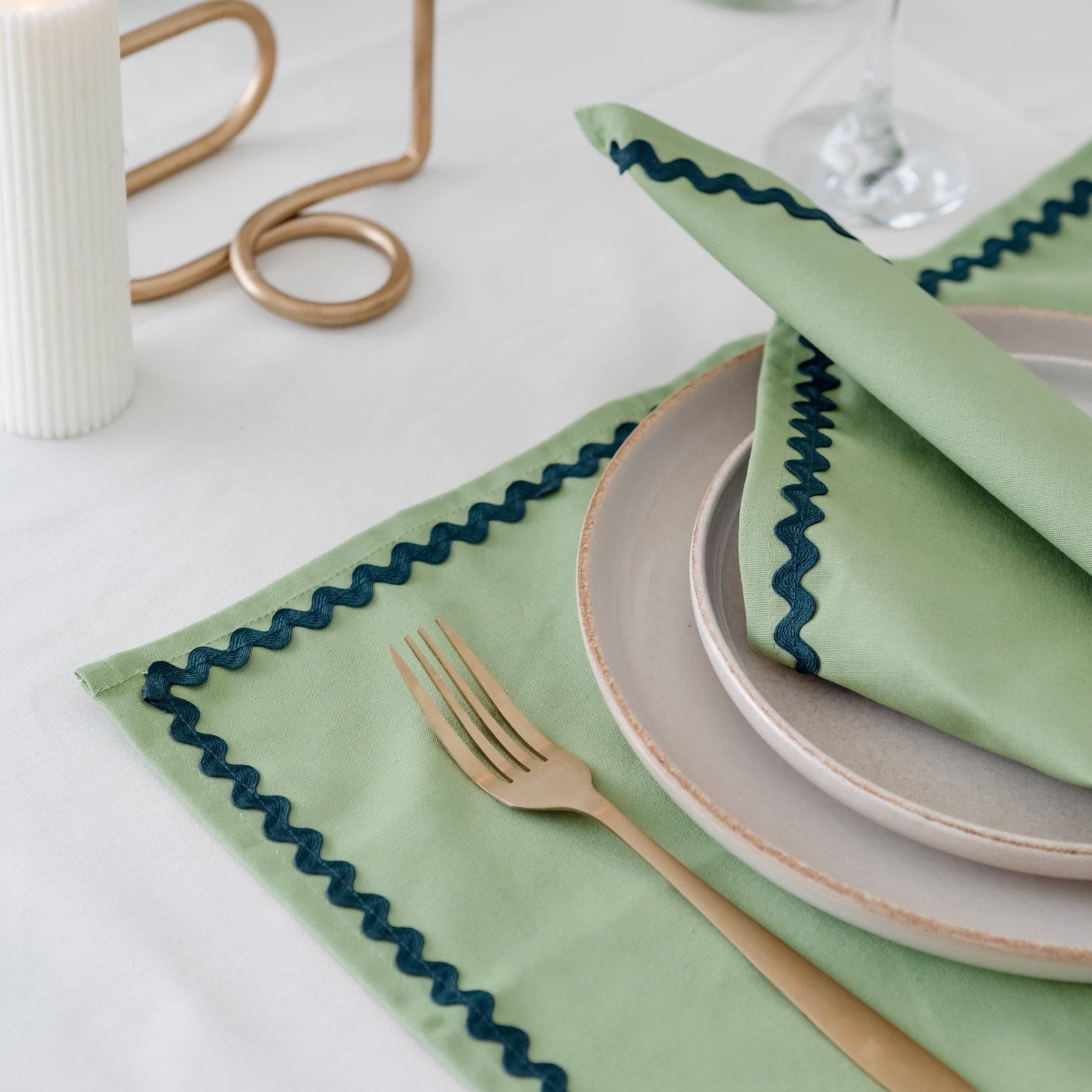 Portsea Linen Set - Green - Buy Table Linen Sets Online at FRANKY'S