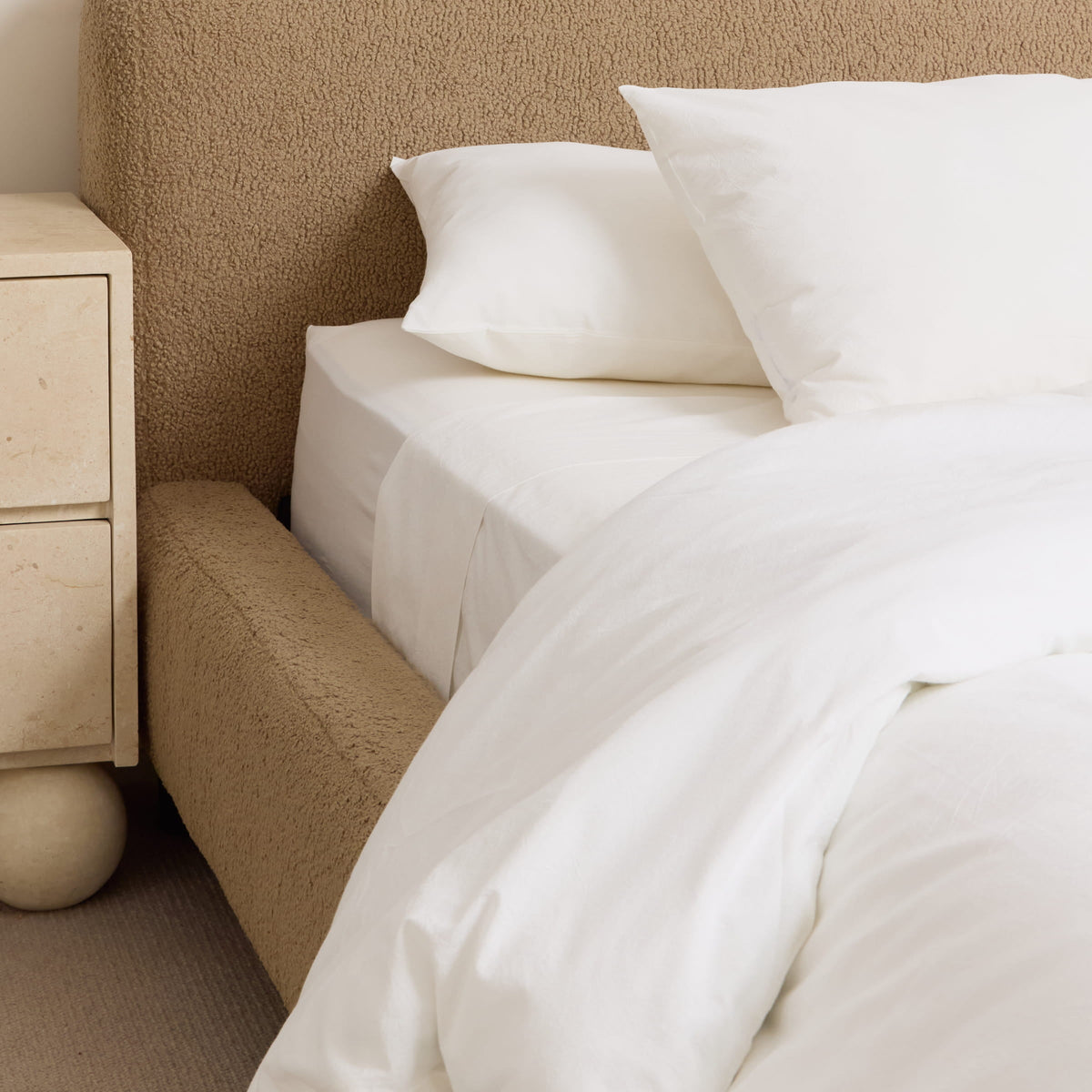 FRANKY'S Zurich Fitted Sheet in Milk White, organic cotton